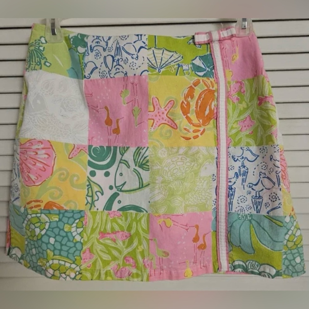 🖤LILLY PULITZER VINTAGE DARLING SEA LIFE PATCHWORK SKORT SIZE 6🖤